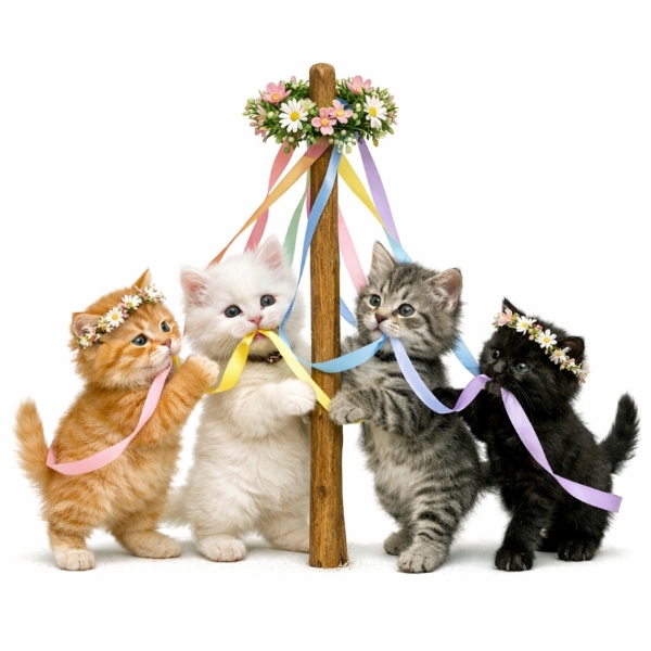 a maypole with kittens 